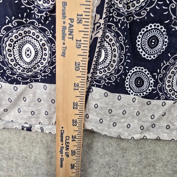 Navy Blue Midi Skirt Mandala Design Accents Side Zipper Cotton Blend Size 8 - Picture 7 of 7